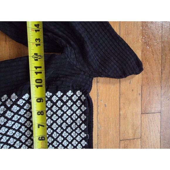 Rahi Women's Black Long-Sleeve Embroidered Square Neck Cropped Top XS A001532 - Picture 4 of 7